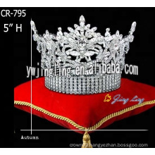 5 Inch Full Round Clear Stone Pageant Crown